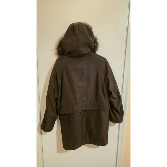 LONDON FOG Hooded Parka Jacket Womens Size Medium Brown Cottagecore Cabincore - Picture 2 of 12